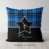 Personalized Blue Plaid With Silver Star Gymnastics Throw Pillow - Golly Girls