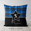 Personalized Blue Plaid With Silver Star Softball Throw Pillow - Golly Girls