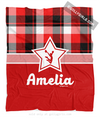 Personalized Red and Black Plaid Cheer Fleece Throw Blanket - Golly Girls
