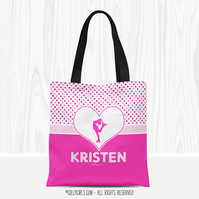 Golly Girls: Personalized Cute Simple Pink Polka-Dots Figure Skating Tote Bag