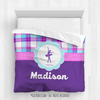 Golly Girls: Personalized Dance Purple Plaid Comforter Or Set