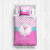 Golly Girls: Personalized Pink Fleur-De-Lis and Polka-Dots Dance Comforter Or Set