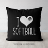 I Hashtag Heart Softball Black Throw Pillow - Golly Girls