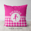 Personalized Pink Gingham Basketball Throw Pillow - Golly Girls