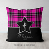 Personalized Pink Plaid With Silver Star Dance Throw Pillow - Golly Girls