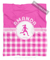 Golly Girls: Personalized Pink Gingham Soccer Fleece Throw Blanket