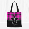Golly Girls: Personalized Pink Plaid and Silver Star Figure Skating Tote Bag