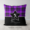 Personalized Purple Plaid With Silver Star Softball Throw Pillow - Golly Girls