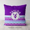 Personalized Purple Snapped Pattern Cheer Throw Pillow - Golly Girls