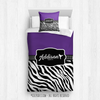 Golly Girls: Personalized Zebra Stripes Purple Martial Arts Comforter Or Set
