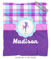 Golly Girls: Personalized Purple Plaid Soccer Fleece Throw Blanket