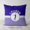 Personalized Simple Blue Chevron Figure Skating Throw Pillow - Golly Girls