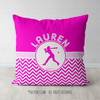 Personalized Simple Pink Chevron Softball Throw Pillow - Golly Girls