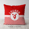 Personalized Simple Red Chevron Cheerleading Throw Pillow - Golly Girls