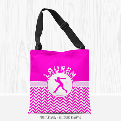 Personalized Chevron Softball Tote Bag - Golly Girls