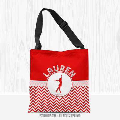 Personalized Multi-Color Chevron Figure Skating Tote Bag - Golly Girls