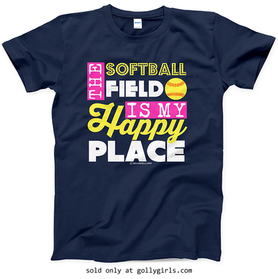 Golly Girls: The Softball Field Is My Happy Place T-Shirt (Youth-Adult)