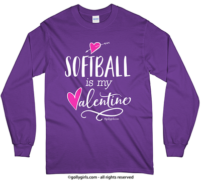 Golly Girls: Softball is My Valentine Long Sleeve T-Shirt (Youth-Adult)
