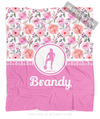 Golly Girls: Pink Summer Floral Personalized Basketball Fleece Blanket