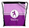 Personalized Basketball Pink With Purple Stars Drawstring Backpack - Golly Girls