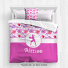 Fuchsia Sweet Floral Basketball Personalized Comforter Or Set - Golly Girls