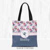 Golly Girls: Berry Pink and Blue Sweet Floral Personalized Dance Tote Bag