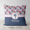 Golly Girls: Berry Pink and Blue Sweet Floral Personalized Gymnastics Throw Pillow
