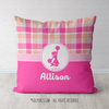Personalized Cheer Sweet Peach Plaid Throw Pillow - Golly Girls