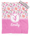 Golly Girls: Pink Summer Floral Personalized Cheerleading Fleece Blanket