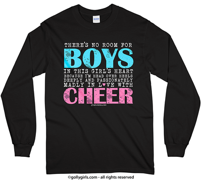 No Room For Boys Cheer Long Sleeve T-Shirt (Youth-Adult) - Golly Girls
