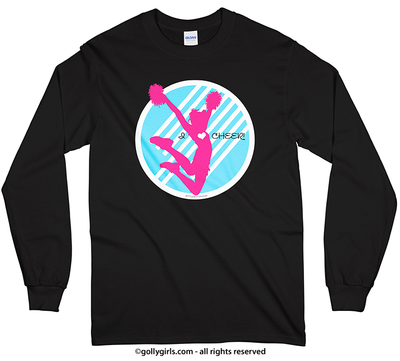 I Love Cheer Circle Graphic Long Sleeve T-Shirt (Youth-Adult) - Golly Girls