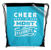 Cheer is My Favorite Turquoise Drawstring Backpack - Golly Girls