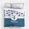 Blue Sweet Floral Cheerleading Personalized Comforter Or Set - Golly Girls