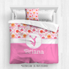 Orange and Pink Sweet Floral Cheerleading Personalized Comforter Or Set - Golly Girls