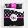 Golly Girls: Personalized Black and Pink Polka-Dots Dance Comforter Or Set