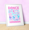 Golly Girls: Pink Typography Personalized Dance 16" x 20" Poster