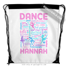 Golly Girls: Pink Typography Personalized Dance Drawstring Backpack