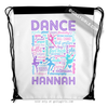 Golly Girls: Purple Typography Personalized Dance Drawstring Backpack