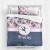 Berry Pink and Blue Sweet Floral Dance Personalized Comforter Or Set - Golly Girls