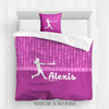 Golly Girls: Personalized Pink Dot Stripes Softball Comforter Or Set
