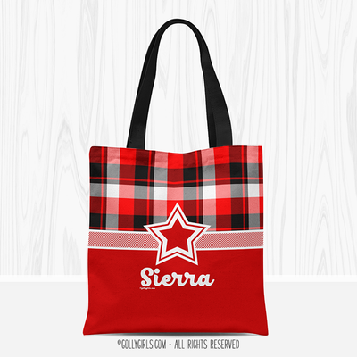 Personalized Red and Black Plaid Every Girl Tote Bag - Golly Girls