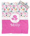 Springtime Pink Personalized Every Girl Sweet Floral Fleece Throw Blanket - Golly Girls