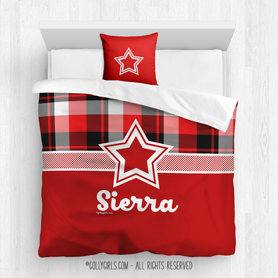 Red and Black Plaid Every Girl Personalized Comforter Or Set - Golly Girls