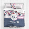 Berry Pink and Blue Sweet Floral Every Girl Personalized Comforter Or Set - Golly Girls