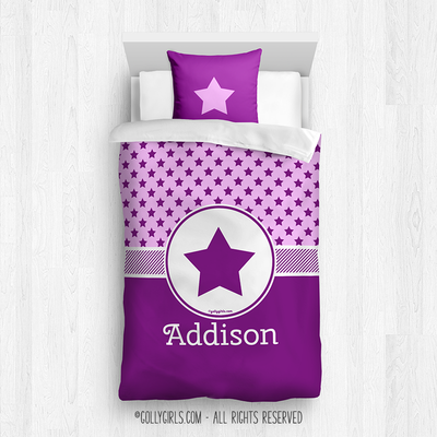Pink With Purple Stars Every Girl Personalized Comforter Or Set - Golly Girls