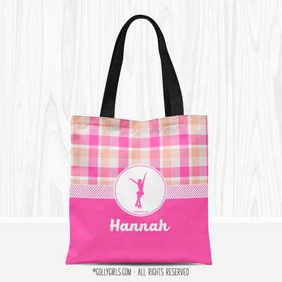Personalized Sweet Peach Plaid Figure Skating Tote Bag - Golly Girls