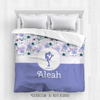 Lilac and Lavender Sweet Floral Figure Skating Personalized Comforter Or Set - Golly Girls