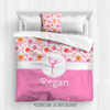 Orange and Pink Sweet Floral Figure Skating Personalized Comforter Or Set - Golly Girls