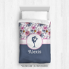 Berry Pink and Blue Sweet Floral Figure Skating Personalized Comforter Or Set - Golly Girls