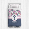 Berry Pink and Blue Sweet Floral Figure Skating Personalized Comforter Or Set - Golly Girls